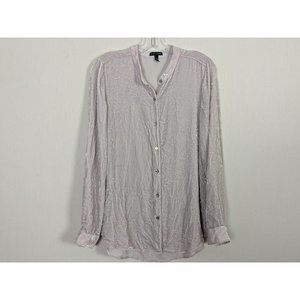 Eileen Fisher light purple‎ velvet long sleeve button up high low blouse sz S/P